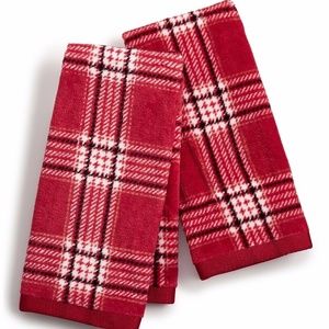 Martha Stewart Collection Christmas Cotton Plaid 2-Pc. Fingertip Towel Set -